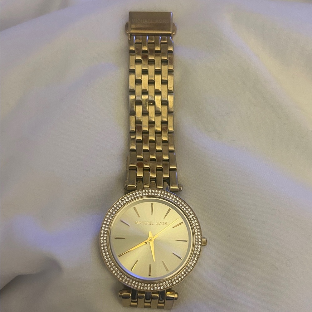 Michael Kors Gold Tone Crystal Accent Bracelet Watch
